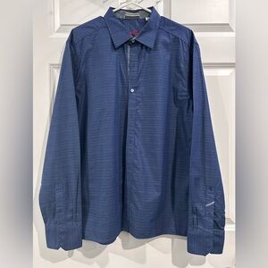 Robert Graham X Shirt Mens XL Blue Fine Stripe Collared Button Front Flip Cuff